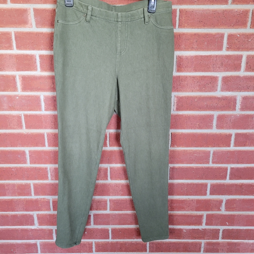 Time and Tru Large 12-14 Olive Green Stretch Leggings Jeggings.  #332